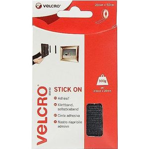 VELCRO Brand Klittenband, zelfklevend, rol van 20 mm x 50 cm, zwart