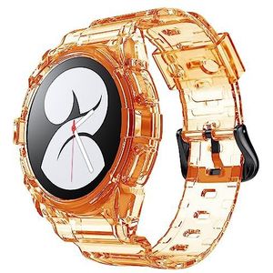System-S Hoes en armband 40 mm TPU voor Samsung Galaxy Watch 5 4 smartwatch in oranje, transparant-oranje, Eine Grösse