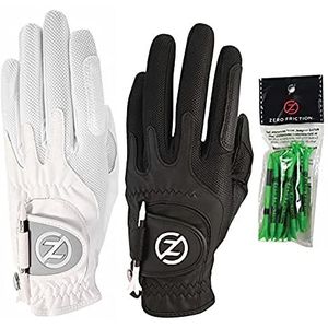 Zero Friction Dames Dames Compressie Synthetische Universele Fit Golf Handschoenen 2 Pack, One Size, Wit/Zwart