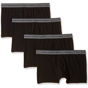 Athena Basic Coton Boxershorts voor heren, 4 stuks, zwart, S