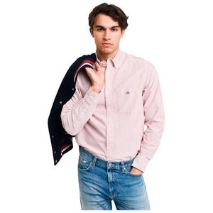 REG Oxford Banker Stripe Shirt, Iron Red., S