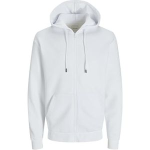 JACK & JONES Basic herenhoodie met ritssluiting, wit, XXL