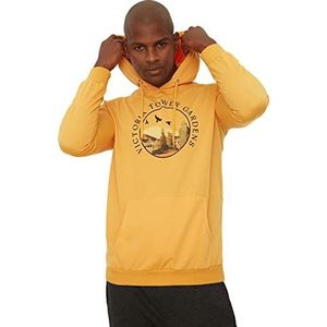 Trendyol Herencapuchon met slogan Regular Sweater, mosterd, M, Mosterd, M