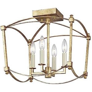 Elstead Feiss Thayer halfronde plafondlamp antiek goud