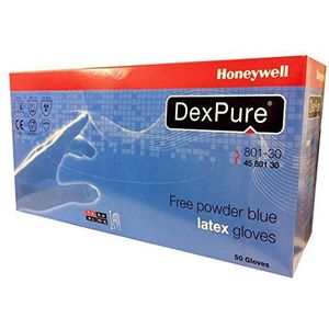 Honeywell 4580130-10 DexPure 801-30 niet-poedervormige wegwerp latex blauwe handschoenen, 9, Blauw