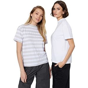 Trendyol Dames Basic Regular Standard Crew Neck Knit T-Shirt, Antraciet, XL