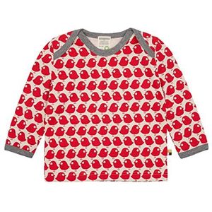 loud + proud Uniseks baby lange mouwen met vogelprint, GOTS-gecertificeerd T-shirt, tomaat, 86/92 cm