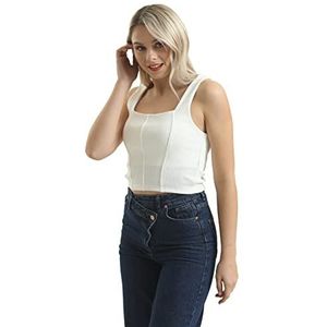 Bonateks, Basic Crop, nekhouder, sleuf, 30/1 gekamde single jersey-stof, corduroy, wit, maat: M, wit, M/Kort