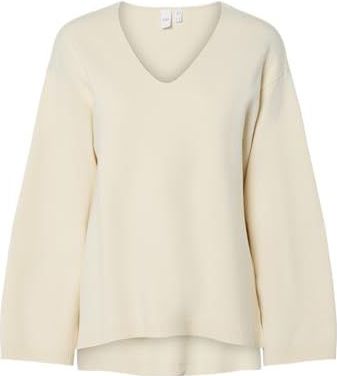 Y.A.S - YASELMA LS V-NECK KNIT PULLOVER - Gebreide Trui - Birch - Lange Mouwen