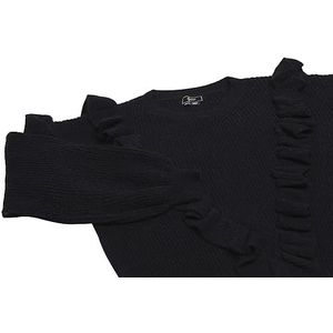 faina Dames Falbala herfst en winter gebreide trui voor gevorderden zwart maat XS/S, zwart, XS