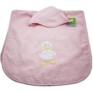 Bubabù ACC025-ROS badjas poncho Duck badjas voor kinderen badstof met geborduurde capuchon, 100% katoen, gemaakt in Italië, roze, 45 x 47 cm