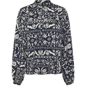 VERO MODA VMGIDDE AYA LS Button TOP WVN GA, Navy Blazer/Aop: gaya, M