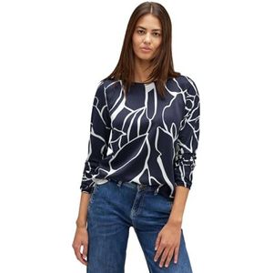 Gedrukt satijn mat-mix shirt, blauw (deep blue), 46