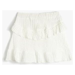 Koton Meisjes Mini Ruffle Elastische Tailleband Rok, Wit (000), 4-5 Jaar