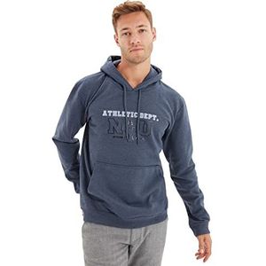 Trendyol Heren capuchon met slogan regular sweatshirt, Indigo, L