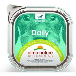 almo nature Daily Natvoer voor honden met kip en erwten, zonder gluten, verpakking van 9 stuks (9 x 300 g)