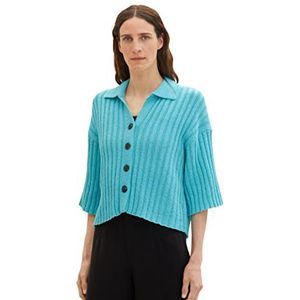 TOM TAILOR Dames 1036749 Vest Gebreid vest, 26007-Teal Radiance, M, 26007 - Teal Radiance, M