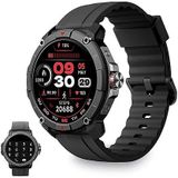 KSIX Compass Smartwatch met GPS, oproepen, meldingen, spraakassistent, touchscreen, waterdicht, sportmodus, gezondheids- en slaapcontrole, zwart