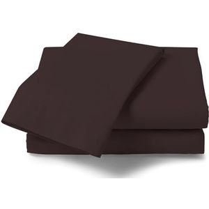 Gaveno Cavailia Niet ijzer Plain Geverfd Percal Plat, Zachte Polycotton Bladen, 180 Draadtelling Gemakkelijk Onderhoud Beddegoed, Chocolade, Koning