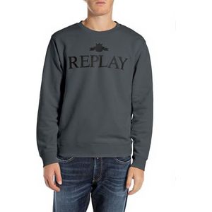 Replay Heren sweatshirt regular fit met ronde hals, 094 Ocean Blue, L