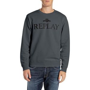 Replay Heren sweatshirt regular fit met ronde hals, 094 Ocean Blue, L