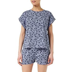 Emporio Armani Dames Dames Bedrukt Katoen Pajama Set Short Pajama's, Sky Blue Paisley Pr., M