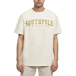 Southpole Heren College Script Tee T-shirt, Zand, S