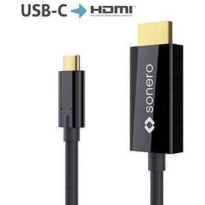 sonero UCC010-010 USB-C naar HDMI 2.0 kabel, 4K @60Hz met 18Gbps, USB 3.1, oude mode, Thunderbolt 3 compatibel met MacBook Pro, Samsung S8, Dell XPS 15 en andere USB-C computers, 1,0m zwart