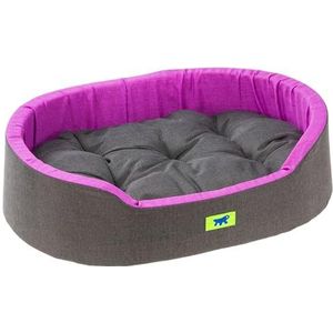 Ferplast Hondenbed Dandy - uitneembaar, wasbaar kussen, katoenen hoes met zachte vulling, ook ideaal als kattenbed, 65 x 46 x h 17 cm, paars