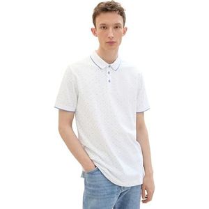 TOM TAILOR Denim Poloshirt voor heren, 35489 - White Multi Mini Wave, XXL