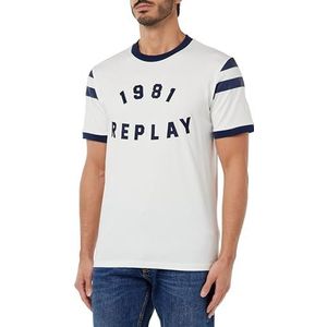 Replay T-shirt voor heren, 010 Wit/Royal, XS