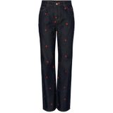 PIECES - PCJAVA - Jeans - Donkerblauw - Bloemenprint - High Waist