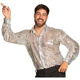 Boland - Disco shirt, zilveren pailletten, shirt voor mannen, disco shirt, carnaval, themafeest, Halloween, themafeest, jaren 70