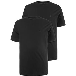 JP 1880 Heren grote maten Menswear L-8XL tot 8XL, T-shirt in dubbele verpakking, basic shirt van pure jerseykwaliteit, ronde hals, comfortabele pasvorm 702637, zwart (10), 3XL