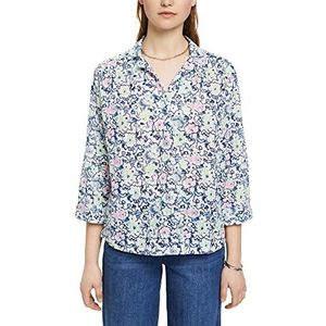 ESPRIT Katoenen blouse met bloemenprint, wit, S