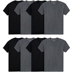 Fruit of the Loom Heren Active Cotton Blend Lichtgewicht Crew T-shirts Ondergoed, Crew – 8-pack – zwart/grijs, XL