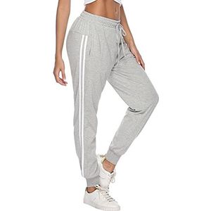 Doaraha Joggingbroek voor dames, van katoen, breed, met 4 zakken, licht, comfortabel en aangenaam om te dragen, ideaal voor sport, yoga en fitness in de winter, grote maat S-XXL