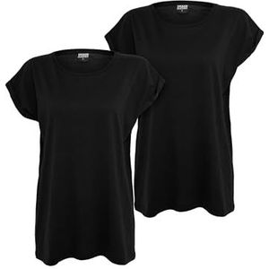 Urban Classics Dames Ladies Extended Shoulder Tee 2-Pack T-shirt, Black+Black, 4XL