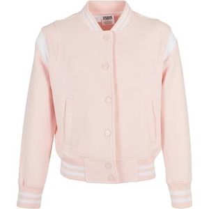 Urban Classics Meisjesjack Girls Inset College Sweat Jacket, College Jacket van Sweat-stof verkrijgbaar in vele kleuren, maten 110/116-158/164, roze/wit, 134/140 cm