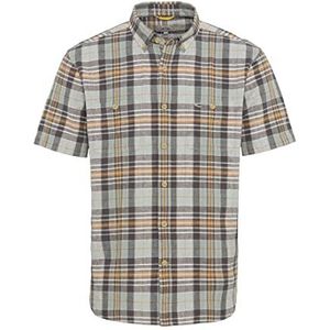 camel active Herenhemd met korte mouwen in ruitpatroon, grijs, S
