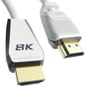 KabelDirekt – 8K HDMI 2.1 kabel, gecertificeerde Gamer-editie – 1 m (8K@60Hz, Ultra High Speed/48G voor 10K, 8K of ultrasnel 144 Hz bij 4K, optimaal voor PS5/Xbox en Gaming PC, Monitor/TV, wit)