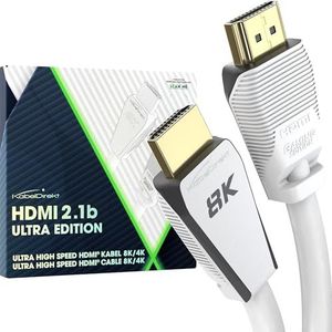 KabelDirekt – 8K HDMI 2.1 kabel, gecertificeerde Gamer-editie – 1 m (8K@60Hz, Ultra High Speed/48G voor 10K, 8K of ultrasnel 144 Hz bij 4K, optimaal voor PS5/Xbox en Gaming PC, Monitor/TV, wit)