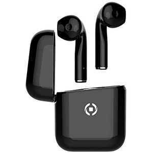 Celly ZED1BK Zed1 Draadloze Bluetooth 5.1 hoofdtelefoon met microfoon, TWS stereo en mono afstandsbediening met draagbare oplaadbox, zwart