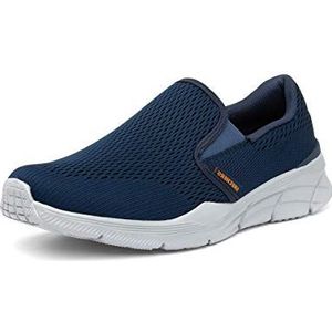 Skechers Equalizer 4.0 Myrko Sneakers voor heren, Navy Engineered Mesh Oranje Trim, 41 EU