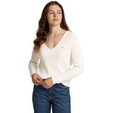 Tommy Hilfiger Dames CO Cardi Stitch V-NK LS WW0WW44452 pullovertrui, geel, XXS, Geel (ivoorbloemblaadje), XXS