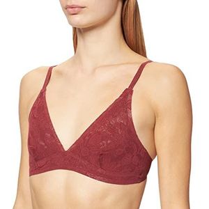 ONLY Onlmyte Naadloze LACE Bra, Oxblood Red, Large