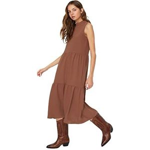 Trendyol Bruine damesjurk met wijde snit, casual jurk, maat 36