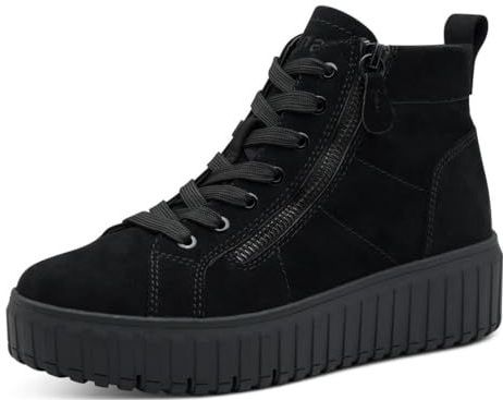 Jana Dames Lace Boot Flat Vegan Mode Laarzen, Zwart, 36 EU, zwart, 36 EU