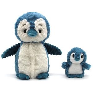 LES DÉGLINGOS Les Ptipotos by Glissou Le Pinguïn Mama Baby – zacht pluche dier – ideaal cadeau voor geboorte – blauw – 16 cm