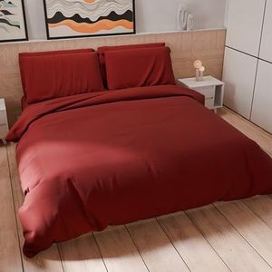 PETTI Artigiani Italiani - Dekbedovertrek voor eenpersoonsbed, dekbedovertrek en kussenslopen van microvezel, effen, okergeel, 100% Made in Italy